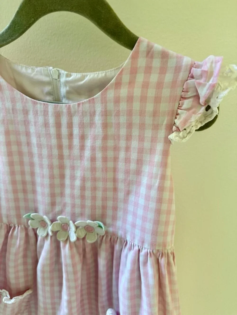 Florence Eiseman Pastel Pink White Plaid Dress Size 5 (C3779)